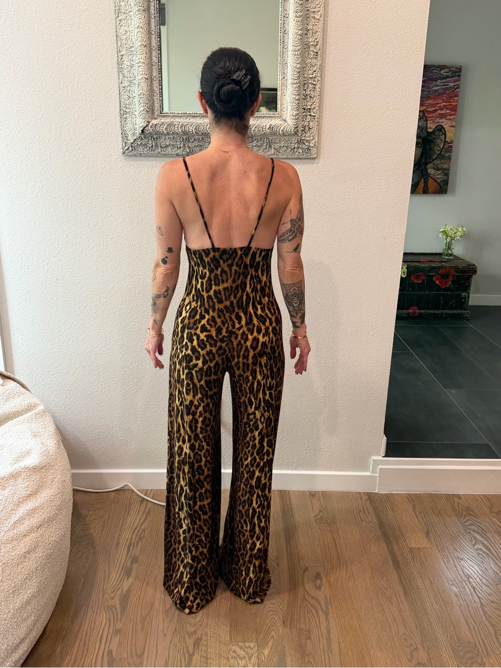 Leopard Print Spaghetti-Strap Jumpsuit in Brown (XS) never worn - Picture 2 of 3